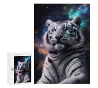 Rompecabezas para Adultos 300 PCS White Tiger Galaxy Animal Rompecabezas para Adultos Juego Práctico Mejora La Memoria Regalos para Amigos Y Familiares 300 PCS