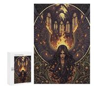 Rompecabezas para Adultos 300 PCS Winged Fallen Angel in Burning Cathedral Rompecabezas para Adultos Juegos Relajantes Mejora La Memoria Difícil Y Desafiante 300 PCS