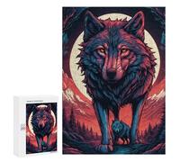 Rompecabezas para Adultos 300 PCS Wolf Moonlit Wilderness Rompecabezas para Adolescentes Desafío Educativo para Aliviar El Estrés Cumpleaños 300 PCS