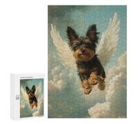 Rompecabezas para Adultos 300 PCS Yorkshire Terrier Angel Pet Memorial Tribute Angel Dog Rompecabezas para Adultos Juegos Relajantes Mejora La Memoria Cumpleaños Y Navidad 300 PCS