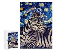 Rompecabezas para Adultos 300 PCS Zebra in Starry Night Style Juego De Rompecabezas para Ejercitar La Mente Corte De Precisión Interacción Entre Padres E Hijos 300 PCS