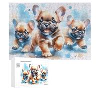 Rompecabezas para adultos, 300 piezas, adorables cachorros de bulldog francés, rompecabezas para adultos, juegos de relajación, regalos difíciles para amigos y familiares, 300 piezas