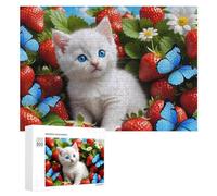 Rompecabezas para adultos, 300 piezas, campos de fresa, gatitos, rompecabezas para adultos, juego práctico para mejorar la memoria, regalos para amigos y familiares, 300 piezas