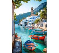 Rompecabezas para Adultos 300 Piezas,Casa del mar con Barco Juguetes Desafiantes Puzzle Imposible,Rompecabezas de Decoración Familiar 52x38cm