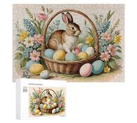 Rompecabezas para adultos, 300 piezas, cesta de Pascua con conejo-3 adolescentes, rompecabezas para decoración del hogar, cumpleaños único y regalos, 300 piezas