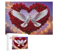 Rompecabezas para adultos, 300 piezas, corazón de amor con palomas, rompecabezas para adultos, desafío difícil, ideal como regalo, 300 piezas