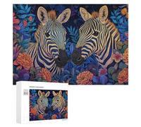 Rompecabezas para adultos, 300 piezas de cebras en jardín floral para adultos, juegos divertidos, decoración perfecta desafiante para completar 300 piezas