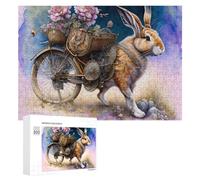 Rompecabezas para adultos, 300 piezas de conejo steampunk con bicicleta, rompecabezas para adolescentes, juego de rompecabezas para decoración del hogar, cumpleaños único y regalos, 300 piezas