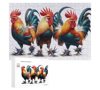 Rompecabezas para adultos, 300 piezas de gallos coloridos con impresión artística para adultos, juegos divertidos, decoración perfecta desafiante para completar 300 piezas