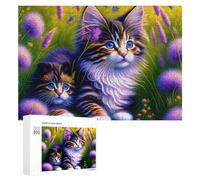 Rompecabezas para adultos, 300 piezas de gatitos de fantasía floral para adultos, juegos de relajación, regalos difíciles para amigos y familiares, 300 piezas