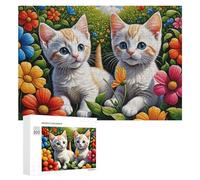 Rompecabezas para adultos, 300 piezas de gatitos de jardín floral, rompecabezas para adultos, juegos de relajación, regalos difíciles para amigos y familiares, 300 piezas
