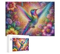 Rompecabezas para adultos, 300 piezas de rompecabezas de jardín de colibrí arcoíris para adultos, juegos familiares, pero divertidos y divertidos para cumpleaños, Navidad, 300 piezas