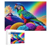 Rompecabezas para adultos, 300 piezas de rompecabezas de paisaje de fantasía de loro arcoíris, 2 sierras de calar para adultos, juegos familiares, pero divertidos y divertidos para cumpleaños, Navidad