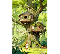 Rompecabezas para Adultos 300 Piezas,Escenario de la Chica de la casa del árbol Juguetes Desafiantes Puzzle Imposible,Rompecabezas de Decoración Familiar 52x38cm