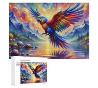 Rompecabezas para adultos, 300 piezas, loro colorido en paisaje de fantasía, rompecabezas para adolescentes, juego de acertijo, decoración del hogar, cumpleaños único y regalos, 300 piezas