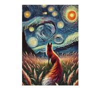 Rompecabezas para Adultos 38x26cm/1000pcs Fox Under Starry Night Rompecabezas para Adultos Juegos Relajantes Decoración del Hogar Cumpleaños Y Navidad 38x26cm/1000pcs