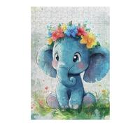 Rompecabezas para Adultos 38x26cm/1000pcsS Colorful Flower Crown Elephant Art Print Rompecabezas para Adultos Juego De Ingenio Corte De Precisión Actividades Divertidas En Casa 38x26cm/1000pcsS