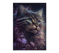 Rompecabezas para Adultos 38x26cm/1000pcsS Galactic Cat with Flowers Rompecabezas Juego De Ingenio Regalos para Mujeres Cumpleaños Y Navidad 38x26cm/1000pcsS