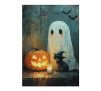 Rompecabezas para Adultos 38x26cm/1000pcsS Halloween Ghost and Cat Scene Rompecabezas Juego De Ingenio Regalos para Mujeres Cumpleaños Y Navidad 38x26cm/1000pcsS