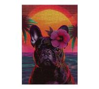 Rompecabezas para Adultos 38x26cm/1000pcsS Vibrant Tropical Bulldog Rompecabezas para Adultos Juego De Ingenio Regalo De Cumpleaños Cumpleaños Y Navidad 38x26cm/1000pcsS