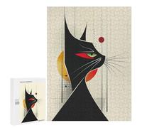Rompecabezas para Adultos 500 PCS Abstract Black Cat Vector Portrait with Red Eyes Rompecabezas para Adultos Juegos Familiares Regalo De Cumpleaños Regalos De Cumpleaños 500 PCS
