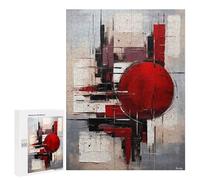 Rompecabezas para Adultos 500 PCS Abstract Red Sphere - Black, White & Crimson Geometry Rompecabezas para Adultos Juegos Divertidos Decoración Desafiante De Completar 500 PCS