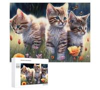 Rompecabezas para Adultos 500 PCS Adorable Kittens in Garden -1 Rompecabezas para Adultos Juego De Ingenio Decoración Perfecta Cumpleaños Y Navidad 500 PCS