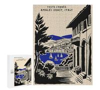 Rompecabezas para Adultos 500 PCS Amalfi Coast, Italy Travel Poster Rompecabezas para Adultos Juegos Familiares Pero Divertidos Y Humorísticos Difíciles Y Desafiantes 500 PCS