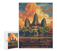Rompecabezas para Adultos 500 PCS Angkor Wat Temple Sunset Rompecabezas para Adultos Juegos Relajantes Difícil Regalos para Amigos Y Familiares 500 PCS