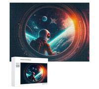Rompecabezas para Adultos 500 PCS Astronaut Gazing out of Space Station Window Rompecabezas para Adultos Juegos Divertidos Pero Regalos Divertidos Y Humorísticos para Amigos Y Familiares 500 PCS
