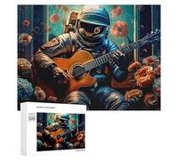 Rompecabezas para Adultos 500 PCS Astronaut Serenades with Guitar Amidst Flowers Rompecabezas para Adultos Juegos Divertidos Pero Regalos Divertidos Y Humorísticos para Amigos Y Familiares 500 PCS