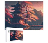 Rompecabezas para Adultos 500 PCS Autumn Serenity Traditional Pagoda Scene Rompecabezas para Adultos Juegos Divertidos Pero Regalos Divertidos Y Humorísticos para Amigos Y Familiares 500 PCS