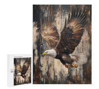 Rompecabezas para Adultos 500 PCS Bald Eagle in Flight on Wood Bold Nature Wall Art Juego De Rompecabezas para Ejercitar La Mente Corte De Precisión Interacción Entre Padres E Hijos 500 PCS