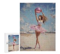 Rompecabezas para Adultos 500 PCS Ballerina on The Beach Painting Gymnastics Wall Print for Girls Rompecabezas para Adultos Juegos Divertidos Decoración Desafiante De Completar 500 PCS