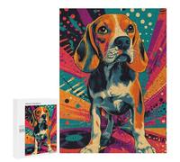 Rompecabezas para Adultos 500 PCS Beagle in Retro Style Retro Pop Art Beagle Portrait Rompecabezas para Adultos Juegos Familiares Corte De Precisión Cumpleaños Y Navidad 500 PCS