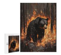 Rompecabezas para Adultos 500 PCS Black Bear in Fire Rompecabezas para Adolescentes Juego De Ingenio Análisis Y Lógica 500 PCS