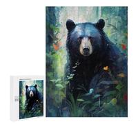 Rompecabezas para Adultos 500 PCS Black Bear in Forest Rompecabezas para Adolescentes Ensamblaje De Patrones Interacción Entre Padres E Hijos Hermoso Juego De Diseño 500 PCS