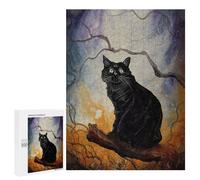 Rompecabezas para Adultos 500 PCS Black Cat The Haunt Paint Rompecabezas para Adolescentes Juego De Ingenio Análisis Y Lógica 500 PCS