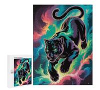 Rompecabezas para Adultos 500 PCS Black Panther in Colorful Cosmic Space Rompecabezas para Adultos Juego Práctico Mejora La Memoria Regalos para Amigos Y Familiares 500 PCS