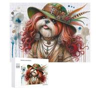 Rompecabezas para Adultos 500 PCS Bohemian Dog Fashion Accessories Rompecabezas para Adultos Juego De Ingenio Decoración Perfecta Cumpleaños Y Navidad 500 PCS