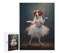 Rompecabezas para Adultos 500 PCS Brittany Spaniel T Rex Dinosaur Rompecabezas para Adolescentes Juegos Relajantes Regalos para Mujeres Cumpleaños Y Navidad 500 PCS