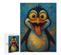 Rompecabezas para Adultos 500 PCS Cartoon Penguin Painting with Tongue out Juego De Rompecabezas para Ejercitar La Mente Corte De Precisión Interacción Entre Padres E Hijos 500 PCS