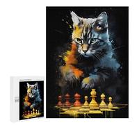 Rompecabezas para Adultos 500 PCS Cat Chess Painting Rompecabezas para Adultos Juegos Relajantes Mejora La Memoria Cumpleaños Y Navidad 500 PCS