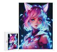 Rompecabezas para Adultos 500 PCS Cat Girls Anime Neon Rompecabezas para Adultos Juegos Relajantes Mejora La Memoria Difícil Y Desafiante 500 PCS