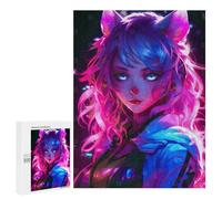 Rompecabezas para Adultos 500 PCS Cat Girls Pink Neon Anime Rompecabezas para Adultos Juegos Familiares Regalo De Cumpleaños Regalos De Cumpleaños 500 PCS