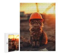 Rompecabezas para Adultos 500 PCS Cat in Hard Hat Rompecabezas para Adolescentes Juego De Ingenio Análisis Y Lógica 500 PCS