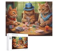 Rompecabezas para Adultos 500 PCS Cat Poker Night Feline Fun at The Table Rompecabezas para Adultos Juegos Divertidos Pero Regalos Divertidos Y Humorísticos para Amigos Y Familiares 500 PCS