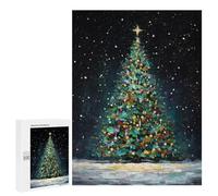 Rompecabezas para Adultos 500 PCS Christmas Tree Oil Painting Rompecabezas para Adultos Actividades Familiares Entrena Tu Cerebro Y Tus Manos Juego De Desafío Único 500 PCS