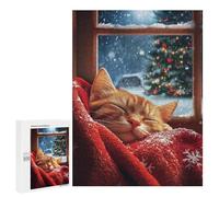 Rompecabezas para Adultos 500 PCS Christmas Winter Cat Rompecabezas para Adultos Juegos Relajantes Mejora La Memoria Cumpleaños Y Navidad 500 PCS