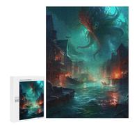 Rompecabezas para Adultos 500 PCS City Under Siege by Sea Monster Rompecabezas para Adultos Juegos Familiares Corte De Precisión Cumpleaños Y Navidad 500 PCS